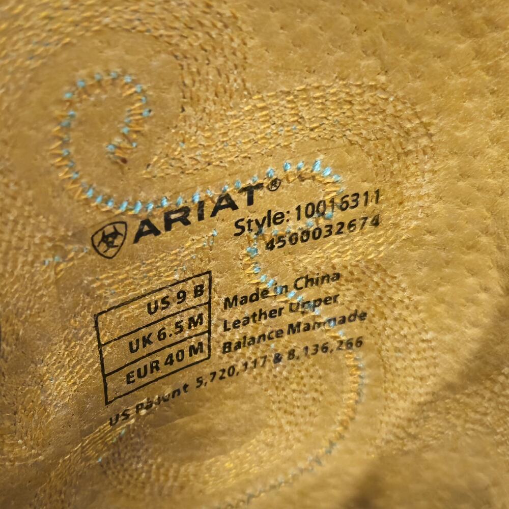 Ariat Quickdraw Western Boot Women 9 Brown Neon Lime Cowgirl Square Toe 10016311 - Picture 6 of 8
